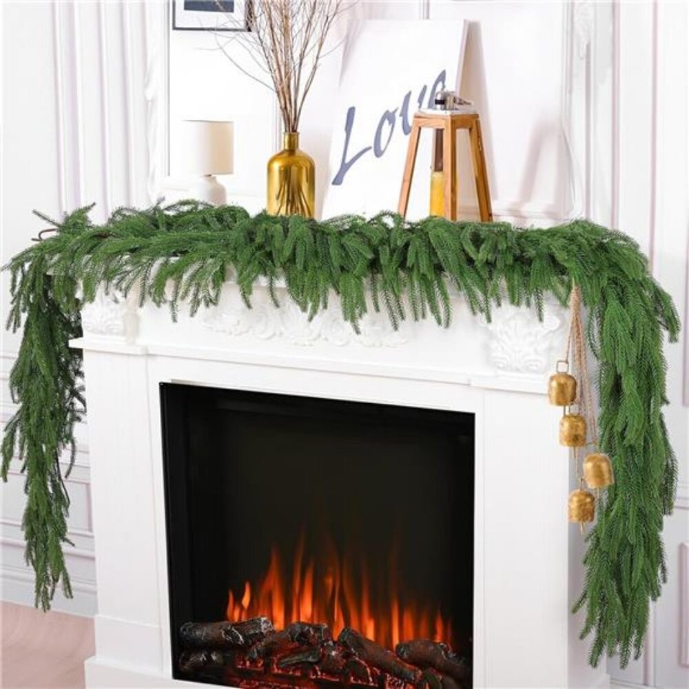 Hananona 2 Pcs 6 Ft Artificial Norfolk Pine Garlands, Real Touch Winter Pine